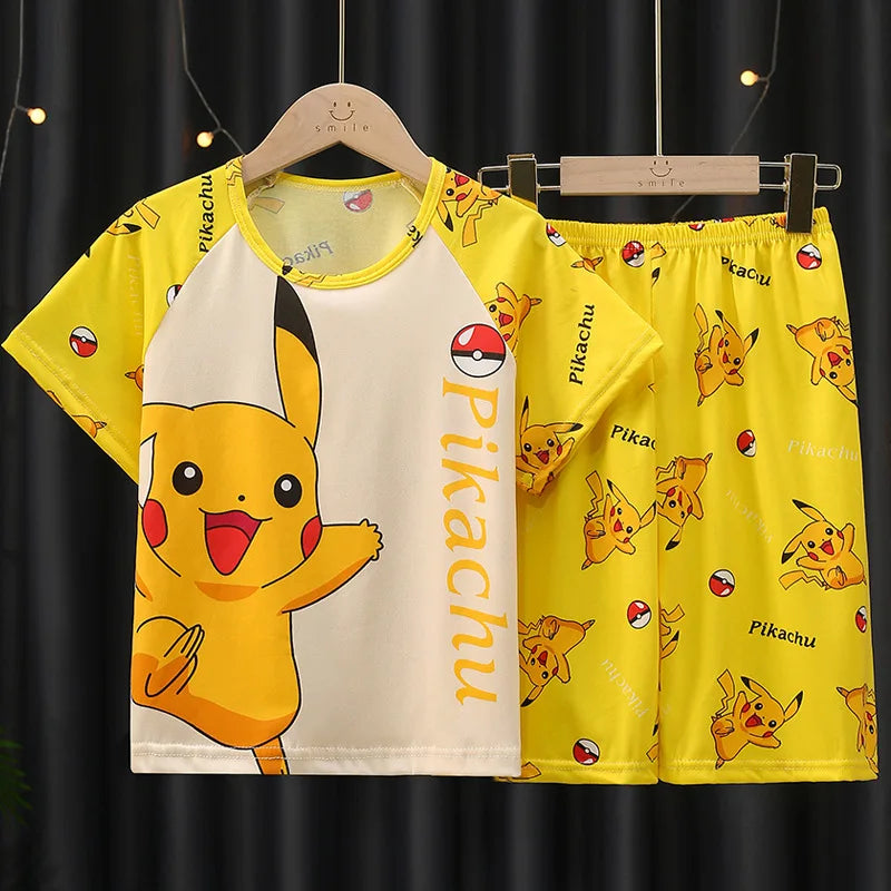 Fashion Kids Clothes Boys Girls Sets Cartoon Home Clothing Set Comfortable Pajamas T-shirt Shorts Suit
