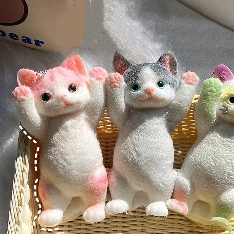 Squishy Cute Flocking Cat Stress Relief Toy, Extra Large Sensory Fidget Toys for Kids Adults Anxiety Relaxation, Squeeze Gift
