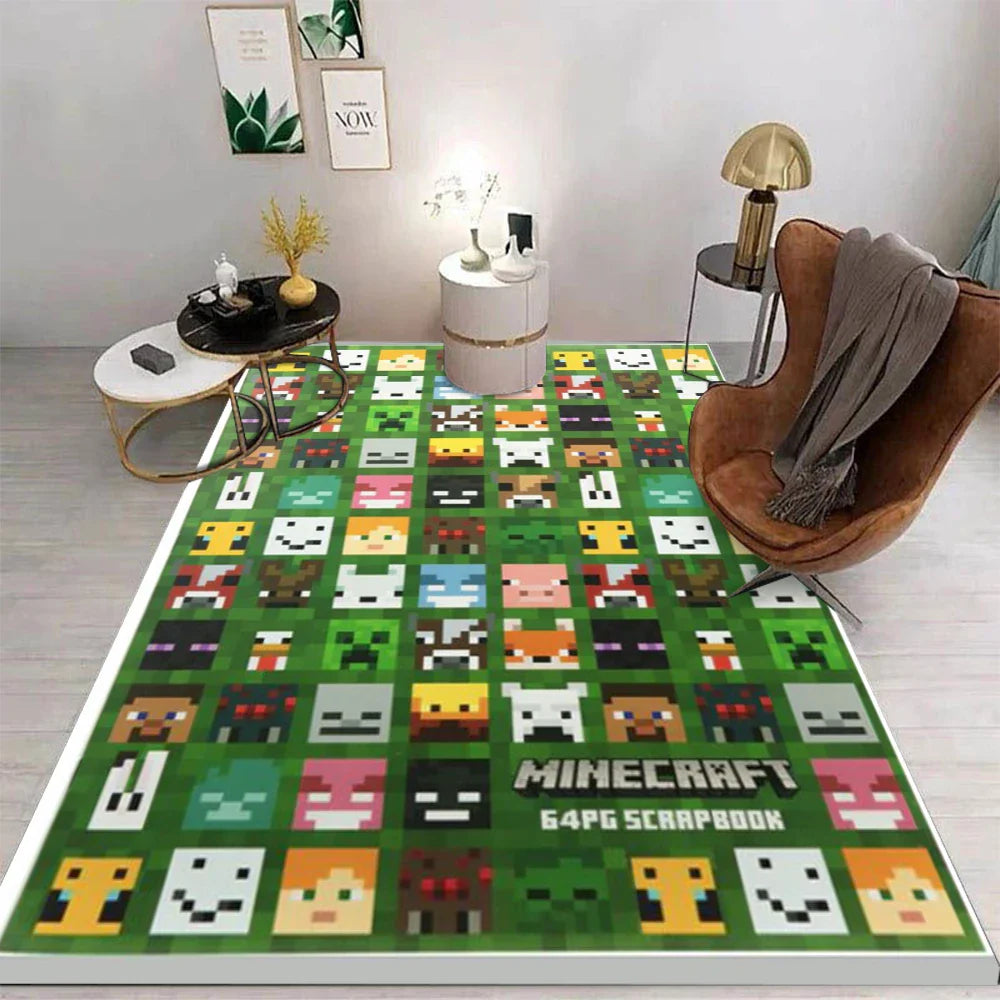 MINISO M-minecraft Carpet Cartoon Living Room Bedroom Kitchen Sofa Table Balcony Rug Non-slip Washable Mat Exquisite Home INS