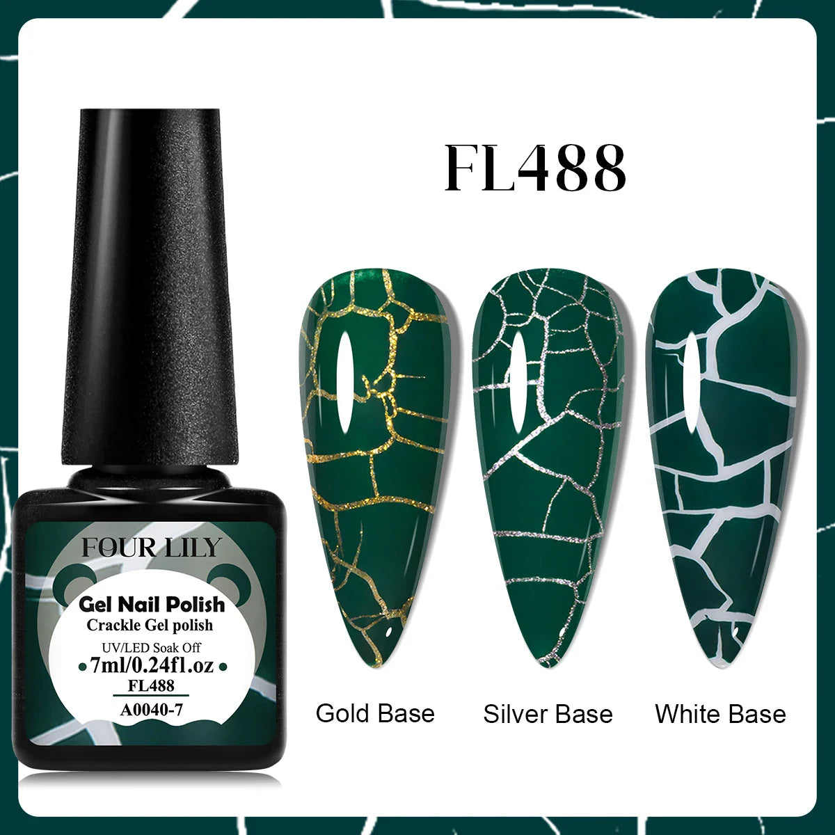 Four Lily 7ml Crackle Gel Nail Polish Hybrid Natural Dry DIY Nail Art Cracking Gel Polish Semi Permanent Soak Off Varnish Design