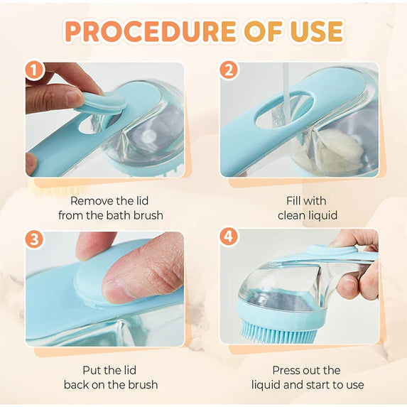 Pet Bath Brush 2025 New 2 In 1 Dog Bath Brush With Built-in Shampoo Dispenser Pet Wash Brush Dogs Cats Grooming Massage Brush