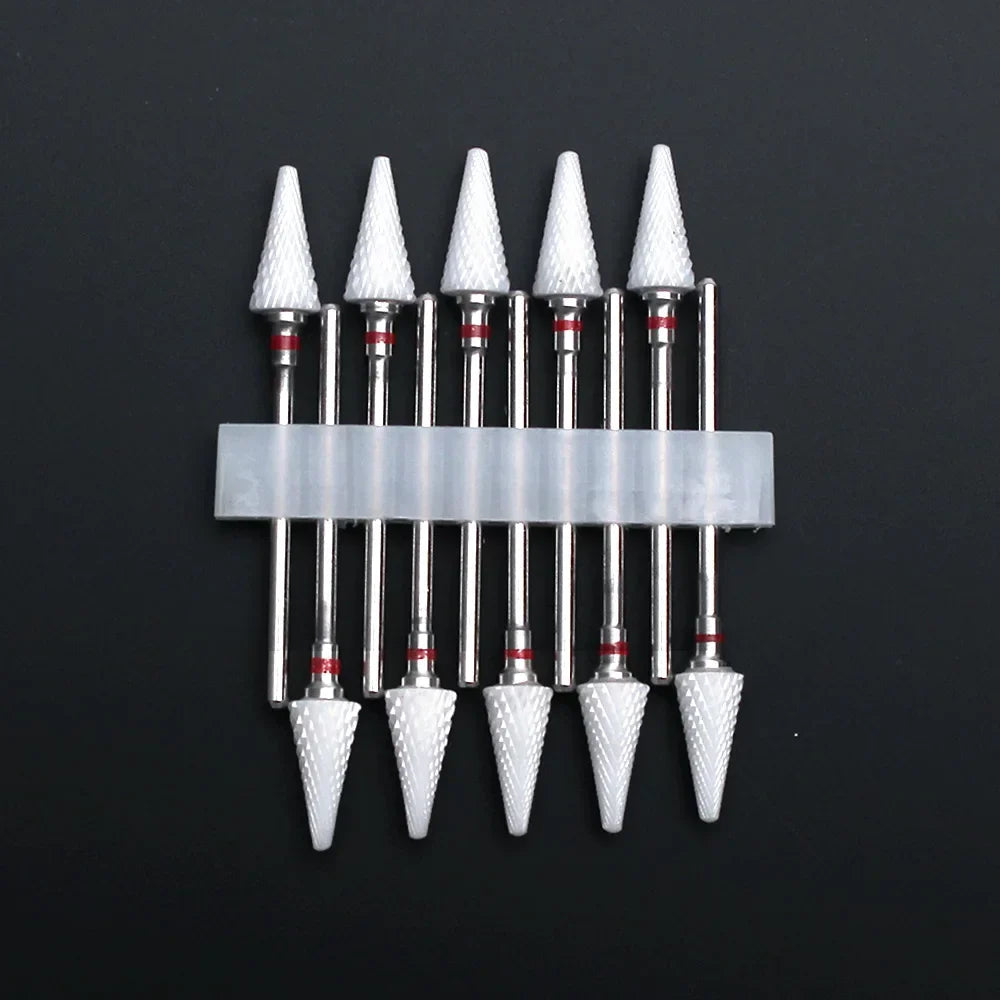 10pcs Ceramic Nail Drill Bits Set Milling Cutter for Manicure Drills Electric Nail Files Cuticle Remove Nail File Art Tools