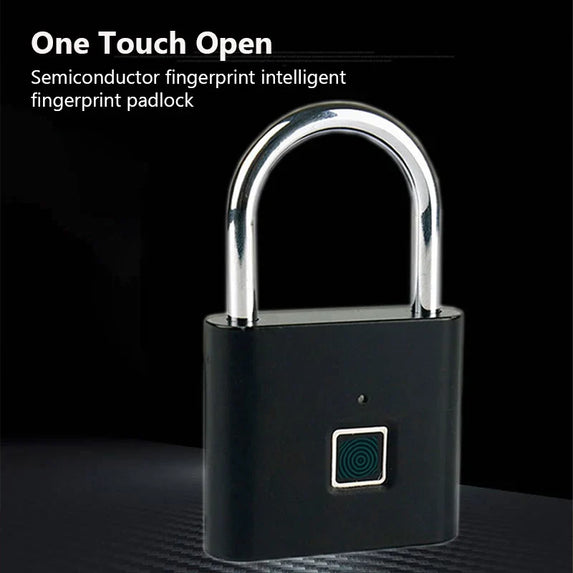 Smart Fingerprint Padlock Waterproof Zinc Alloy Biometric Padlocks With Buit-in Rechargeable Battery USB Charge