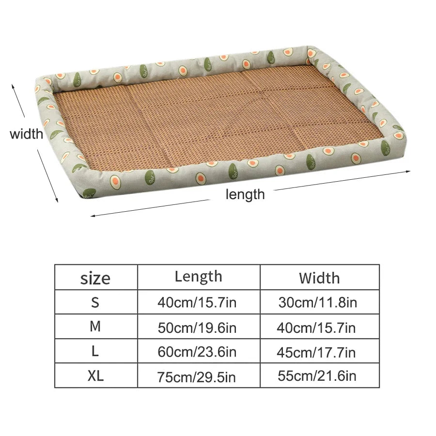 Summer Cat Beds Pet Cooling Mat Pad Lightweight Breathable Rattan Pet Bed Cooling Ice Nest for Small Animal Dogs Supplies