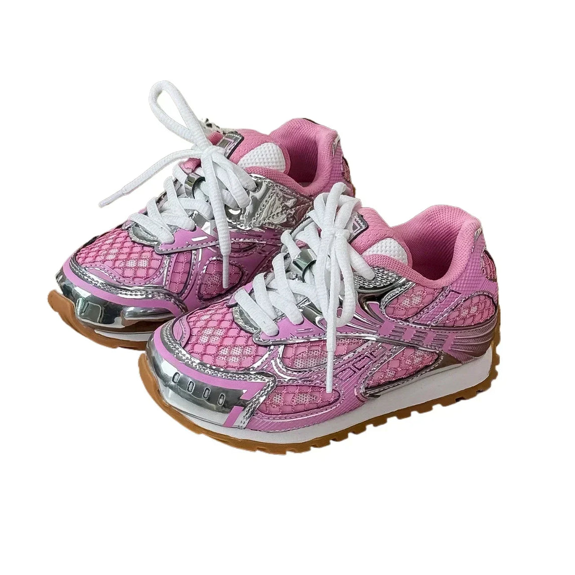 2025 Spring Toddler Kid Breathable Orbit Metallic Rubber Mesh Sneaker Children Casual Fashion Shoe Boy Girl Sports Walking Shoes