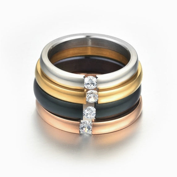 Fashion Cubic Zirconia Stone Lose Weight Stackable Rings Woman Stone Rings Men Girls Couple Finger Rings Valentine's Day Gift
