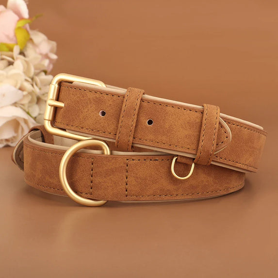 Durable Dog Collar Leather Dogs Collars Soft Padded Pet Pitbull Necklace Adjustable For Small Medium Large Dogs Pug Pet Products