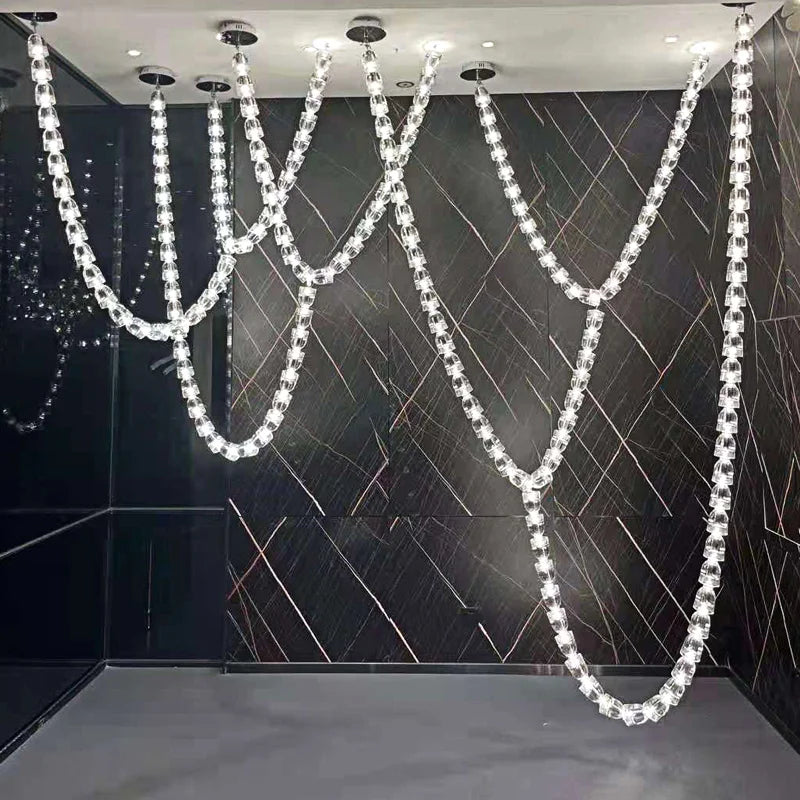 Post-modern simple luxury dining room glass chandelier Nordic designer minimalist art strip living room study bar