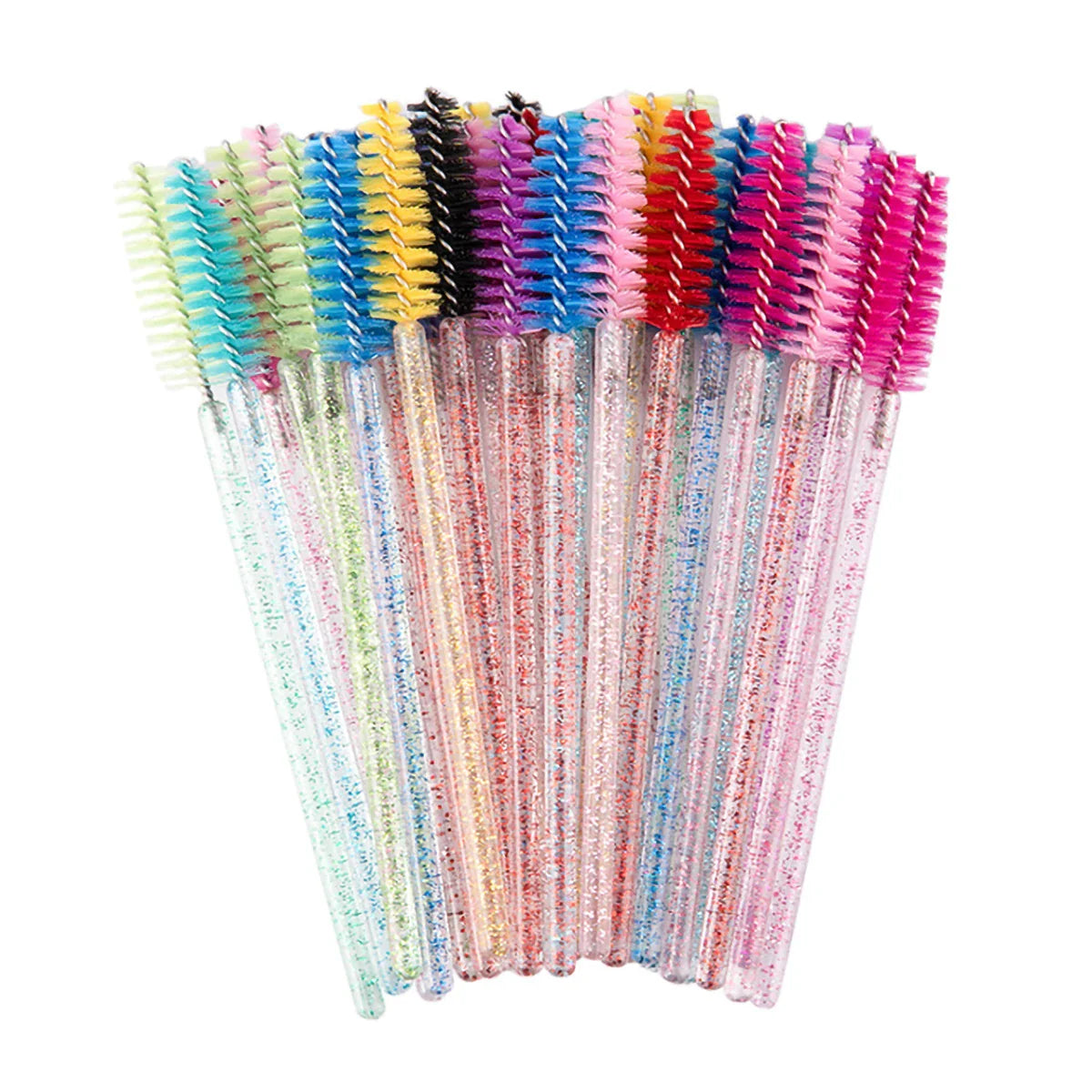 QSTY eyelash brush makeup brushes 50pcs individual disposable mascara applicator comb wand lash makeup brushes tools 6 colors