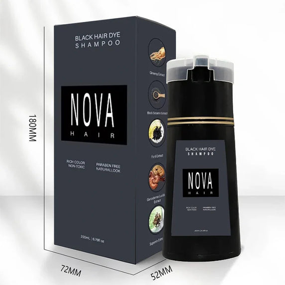 Nova Hair Dye Shampoo Quick Coloring Natural Harmless Cover White Grey Shampoo 3-in-1 Cleaning Nourishing Hair Dye Product
