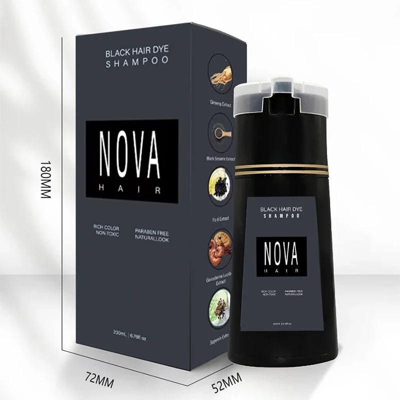 Nova Hair Dye Shampoo Quick Coloring Natural Harmless Cover White Grey Shampoo 3-in-1 Cleaning Nourishing Hair Dye Product