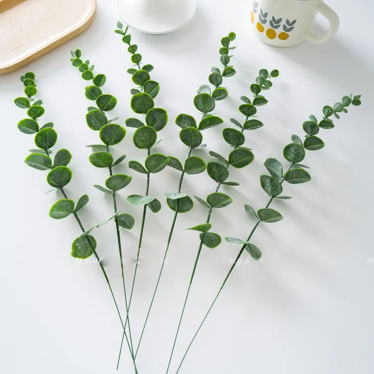Yannew 12pcs Artificial Eucalyptus Stems Silver Dollar Greenery Fake Plants for Wedding Bouquet Floral Arrangement Home Decor
