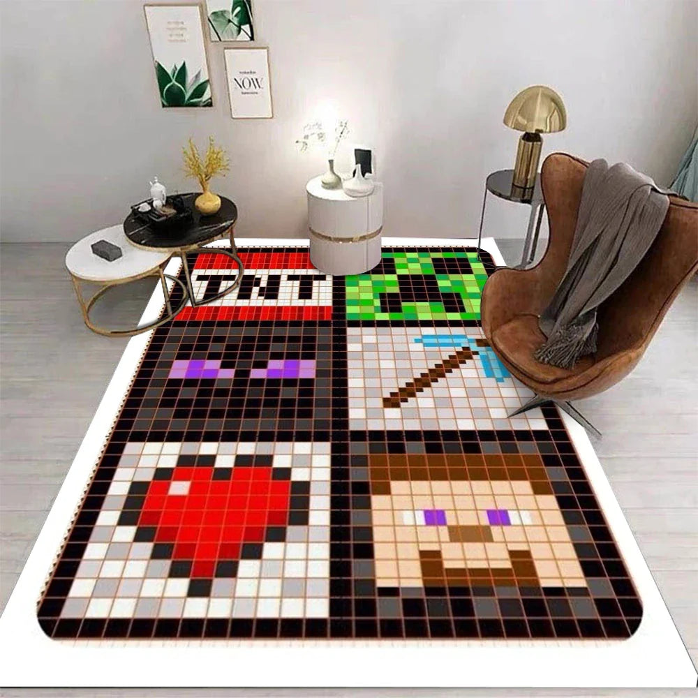 MINISO M-minecraft Carpet Cartoon Living Room Bedroom Kitchen Sofa Table Balcony Rug Non-slip Washable Mat Exquisite Home INS