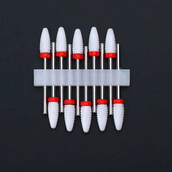 10pcs Ceramic Nail Drill Bits Set Milling Cutter for Manicure Drills Electric Nail Files Cuticle Remove Nail File Art Tools