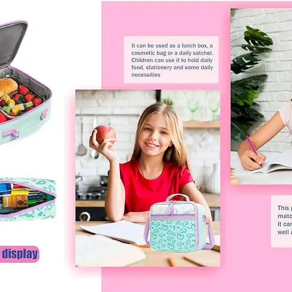 Meetbelify Backpack for Girls Schoolbag Aesthetic Backpack for Elementary Student Teen Girls Bookbag with Lunchbox and Penbag