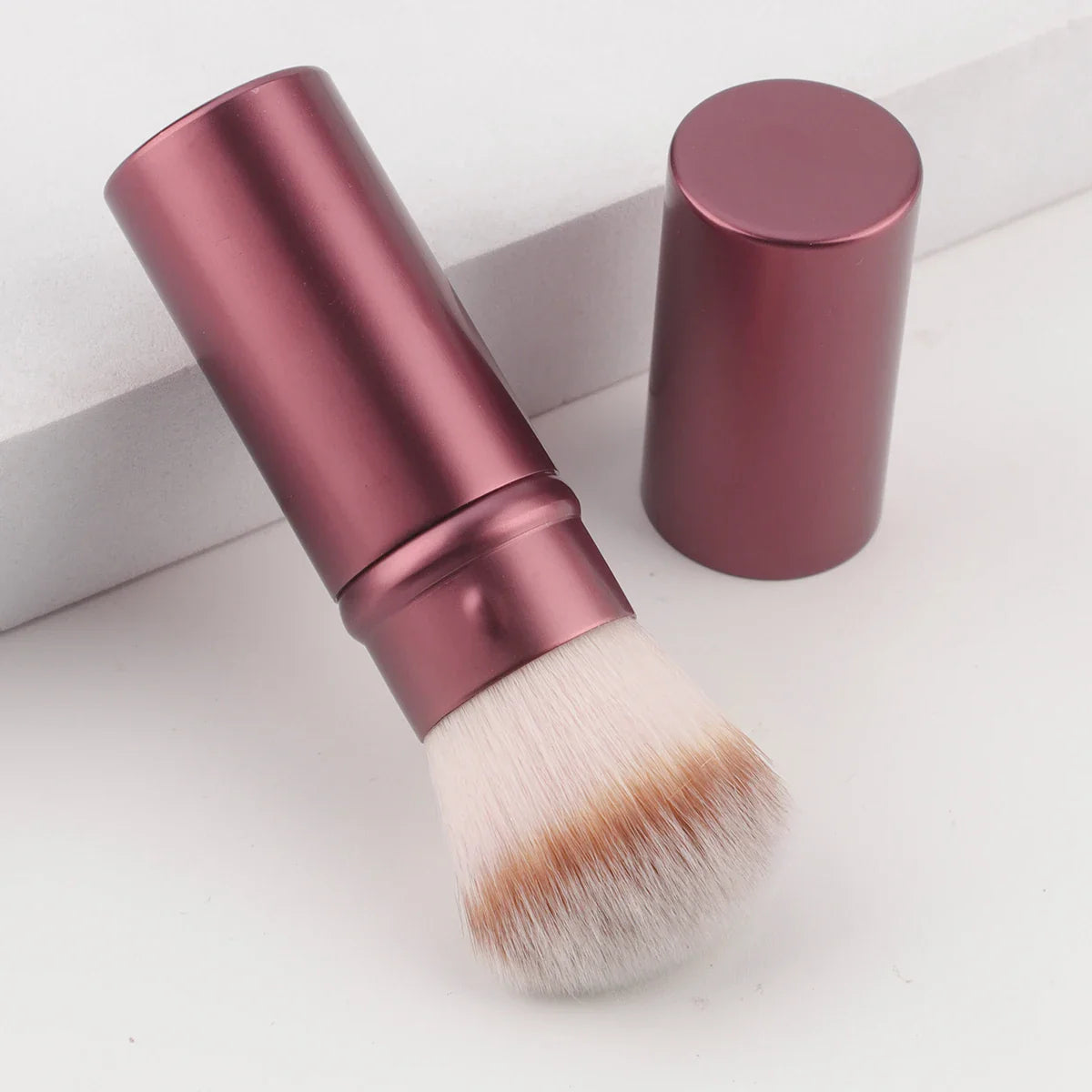 1pc Retractable Brush Makeup Brush Powder Blusher Powder Brush Mini Multi-function Portable With Aluminum Handle