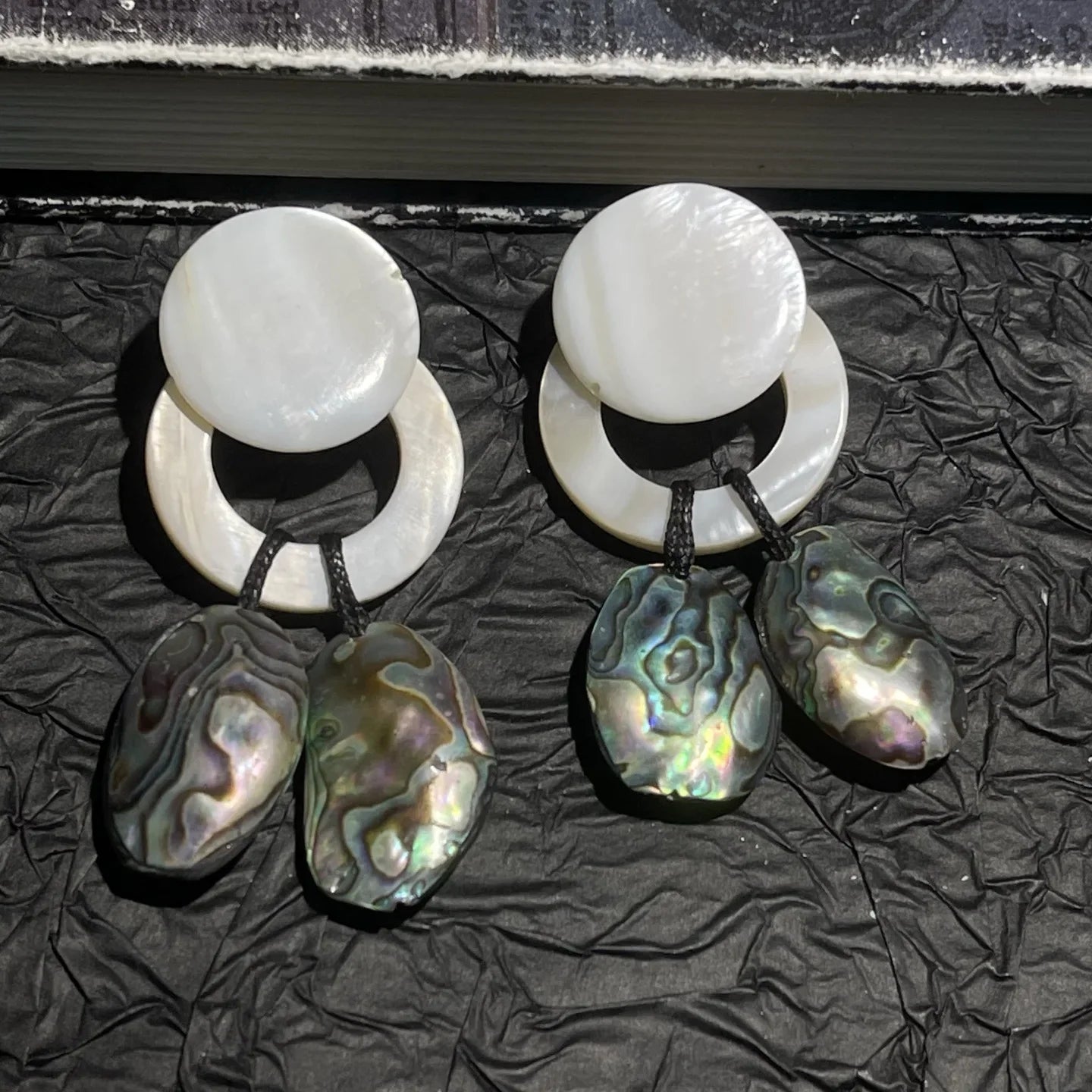 Luxury Pearl Shell Earring Ring Brooch Jewelry Set, Natural Stone Ring & Flower Earring,Women's Elegant Clothing Decoration Gift