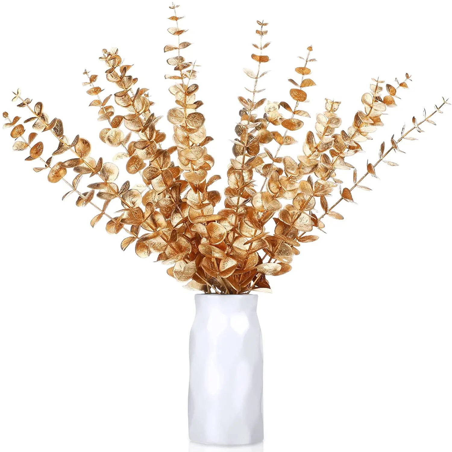 Yannew 12pcs Artificial Eucalyptus Stems Silver Dollar Greenery Fake Plants for Wedding Bouquet Floral Arrangement Home Decor