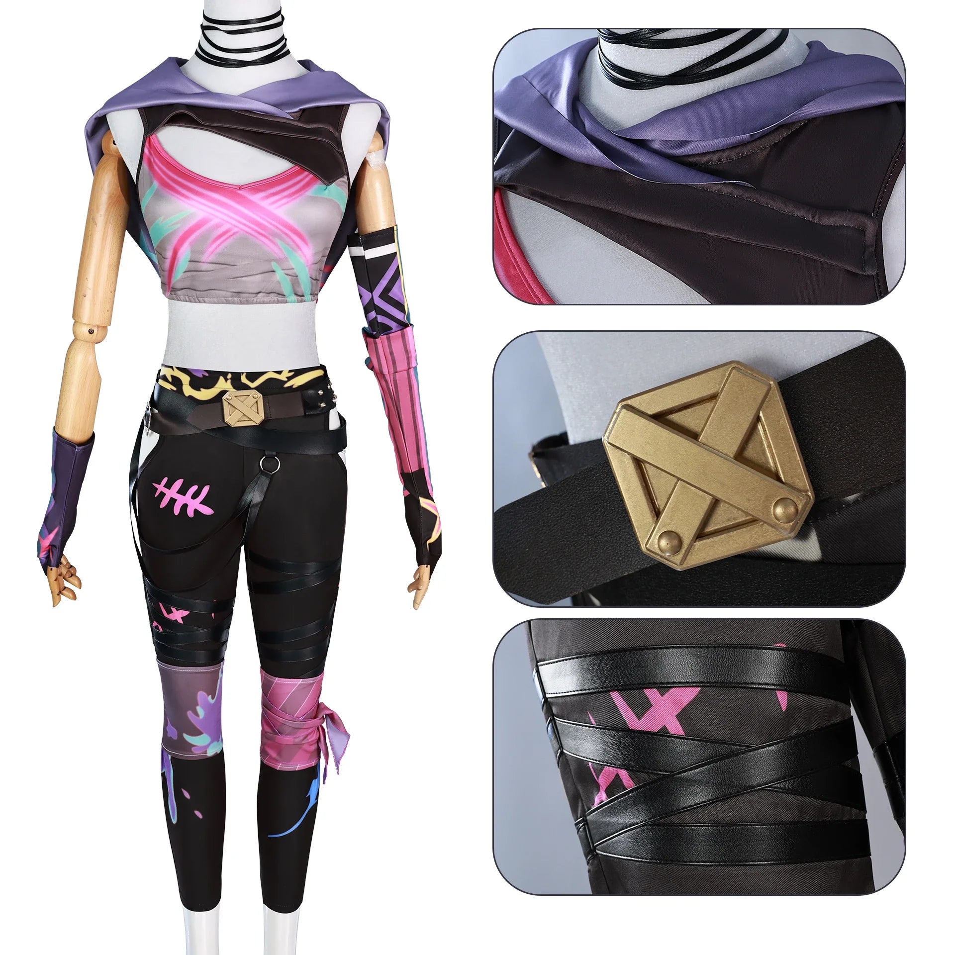In Stock Game LOL Arcane 2 Loose Cannon Jinx Cosplay Costume Crit Prodigy Jinx Cosplay Skin Outfit Wig Women Carnival Costume