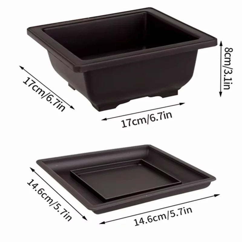Flowerpots Imitation Purple Clay Succulent Plants Pots Outdoor Garden Landscape Bonsai Pot Trays Rectangular Square Planter
