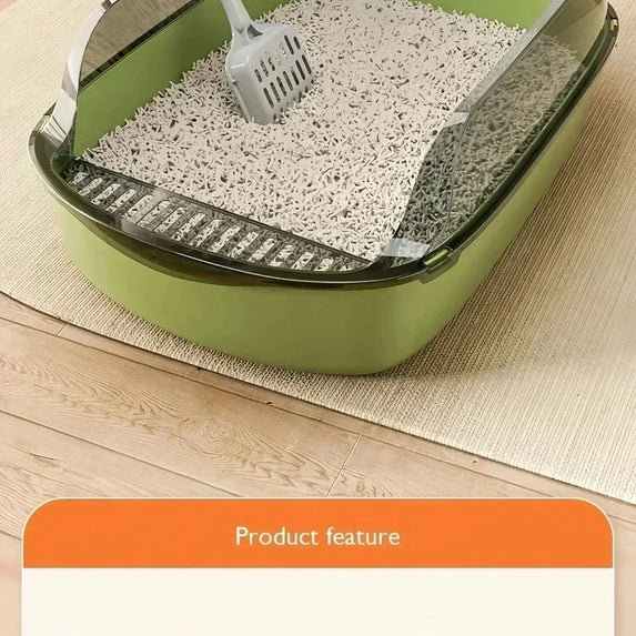 Kitty Sandbox Cat Litter Box Semi-enclosed Splashproof Cat Tray Cat Toilet Cleaning Basin Supplies Pet Toilet Kitten Tray Bedpan