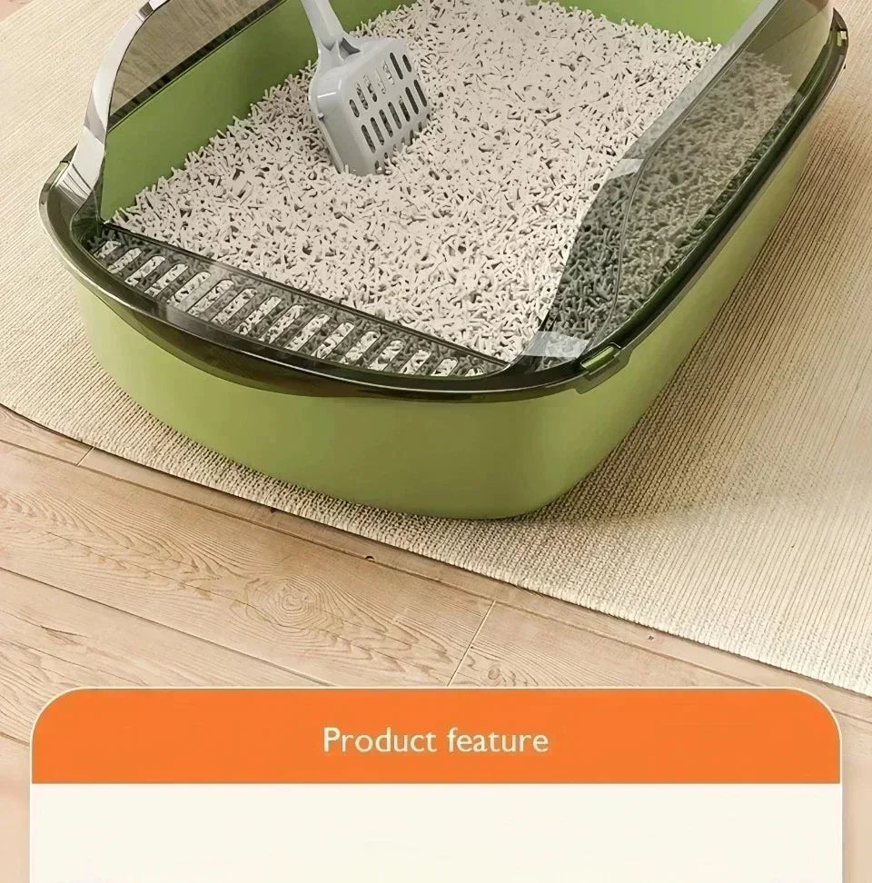 Kitty Sandbox Cat Litter Box Semi-enclosed Splashproof Cat Tray Cat Toilet Cleaning Basin Supplies Pet Toilet Kitten Tray Bedpan