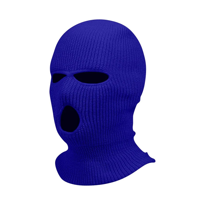 3Holes Winter Warm Unisex Balaclava Mask Hat Embroidery Full Face Mask Knitted Cycling Ski Snowboard Hat Cap Hip Hop Beanie Gift