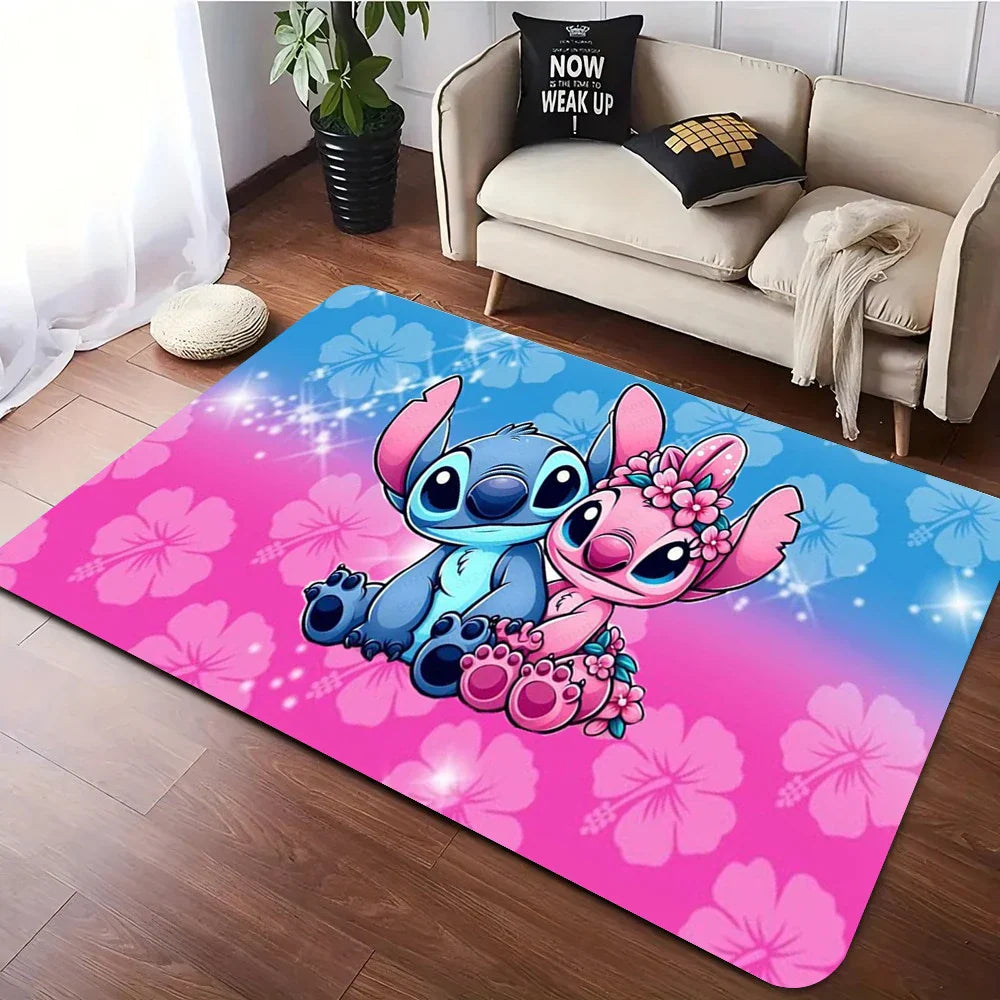 MINISO Disney Stitch Angel Lilo Pelekai rug for Living Room Decor Bedroom Leisure Mats sofa Mat Welcome Rug kid's Favorite Gifts