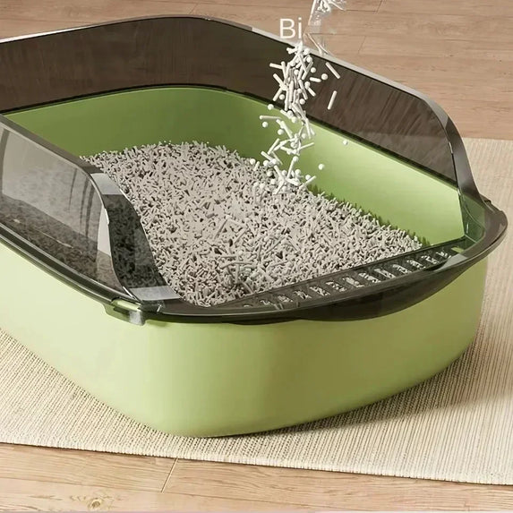 Kitty Sandbox Cat Litter Box Semi-enclosed Splashproof Cat Tray Cat Toilet Cleaning Basin Supplies Pet Toilet Kitten Tray Bedpan