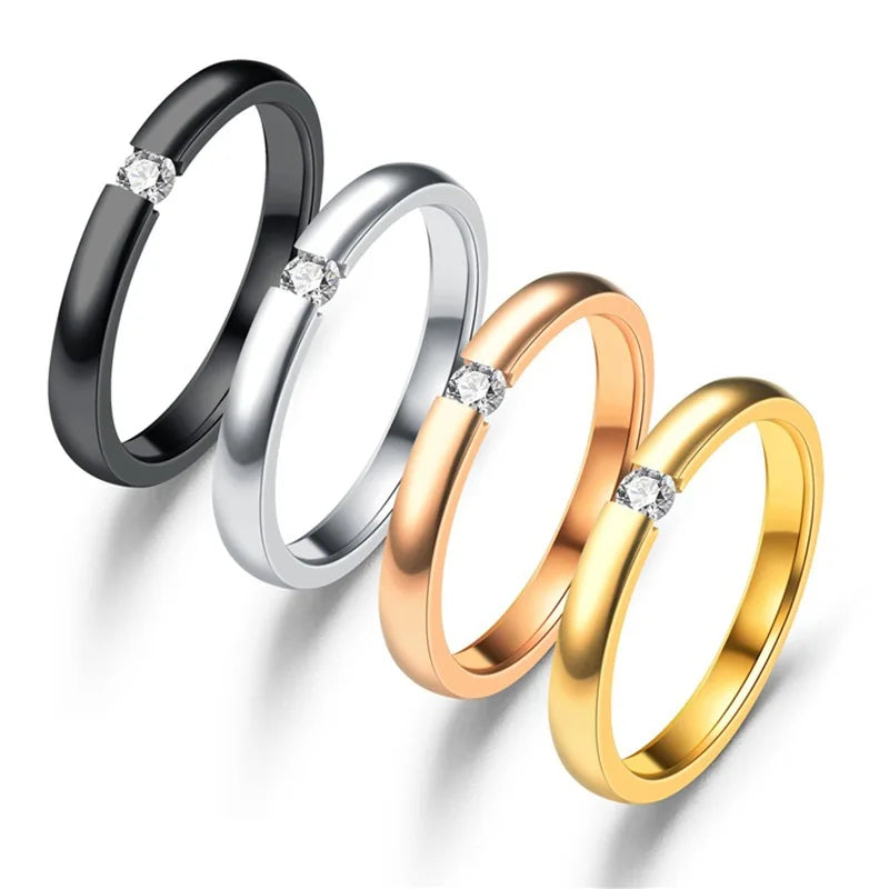 Fashion Cubic Zirconia Stone Lose Weight Stackable Rings Woman Stone Rings Men Girls Couple Finger Rings Valentine's Day Gift