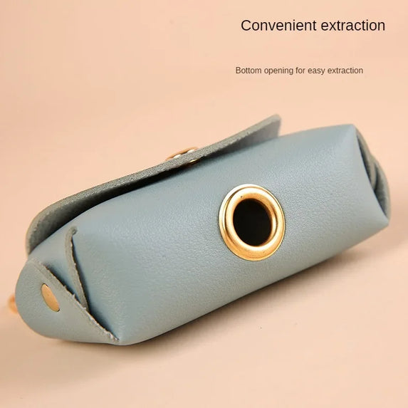 Dog Poop Bag Holder Premium Synthetic Leather Pet Waste Dispenser Built-in Organizer Carabiner Clip Dog Walking Accessories Pets