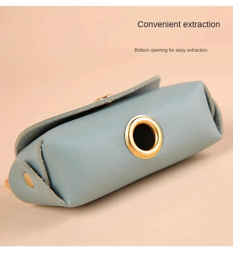 Dog Poop Bag Holder Premium Synthetic Leather Pet Waste Dispenser Built-in Organizer Carabiner Clip Dog Walking Accessories Pets