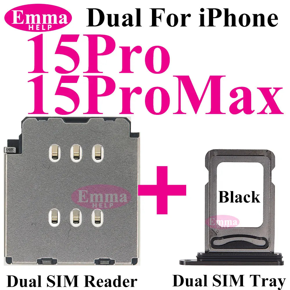 EmmaHelp 1set Dual Sim Card Reader Connector Flex Cable + Tray Slot Holder Adapter for iPhone 11 12 13 14 15 Pro Max XR XSMax