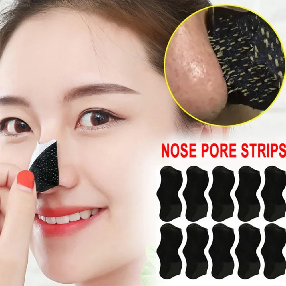 10 Pcs Bamboo Charcoal Blackhead Removal Nasal Patch Remove Acne Peel-off Nasal Strips Nose Spot Sticker Face Pore Cleaner Mask
