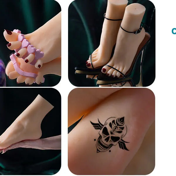 Silicone Feet Model Realistic Fake Foot Female Mannequin Display Jewerly Sandal Shoe Sock Art Sketch Nail TG ONE 3713