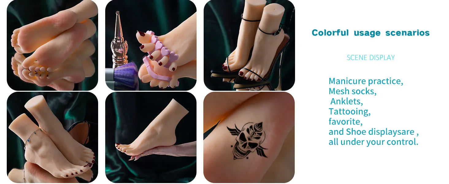 Silicone Feet Model Realistic Fake Foot Female Mannequin Display Jewerly Sandal Shoe Sock Art Sketch Nail TG ONE 3713