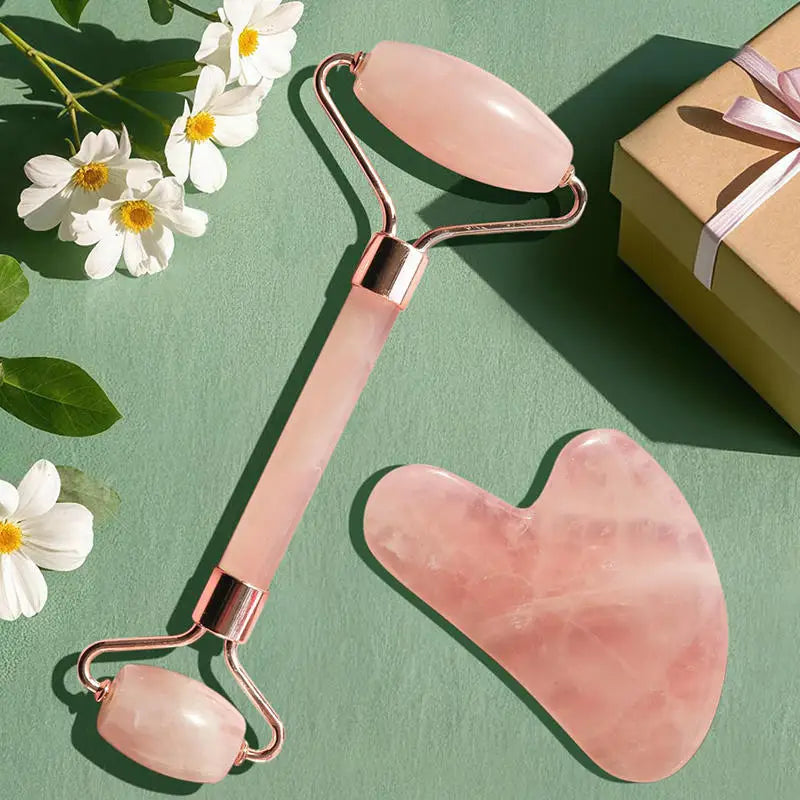 2pcs Double-end Gua Sha Massage Rollear Neck Face Board Facial Skin Lifting Scraper Anti-Wrinkle Beeswax Stone Scraping Massager