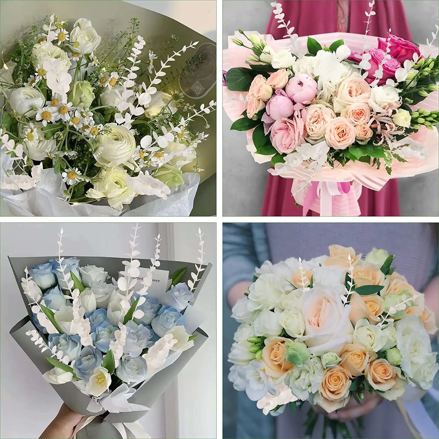 Yannew 12pcs Artificial Eucalyptus Stems Silver Dollar Greenery Fake Plants for Wedding Bouquet Floral Arrangement Home Decor