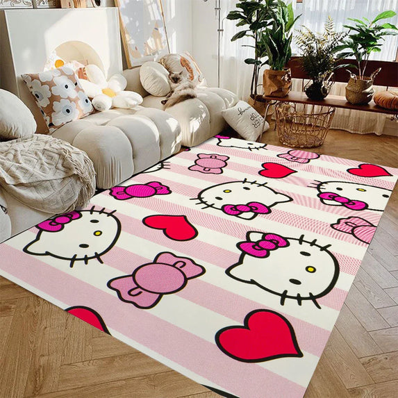 MINISO Sanrio Cute Kuromi Print Rug Non-slip Washable Carpet for Home Living Room Bedroom Rug Bathroom Floor Mat Kitchen Doormat