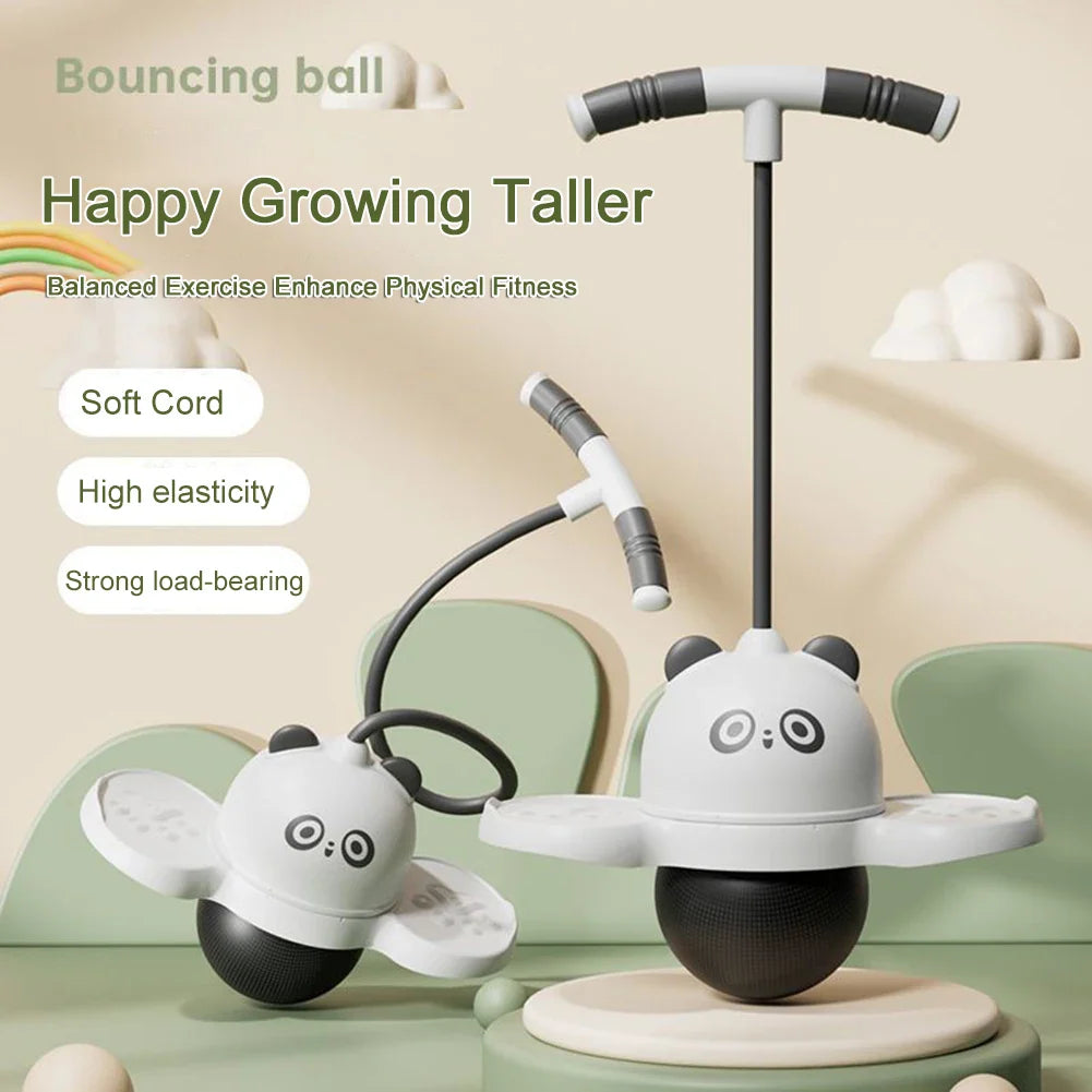 Panda Jumping Ball Exercise Balance Help Grow Tall Fitness Exercise Elastic Ball with Handle Outdoor Fun Bouncing Equipment
