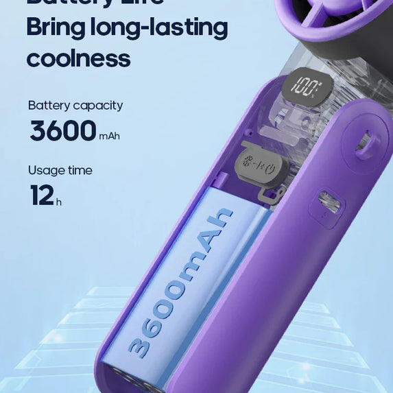 Portable High Speed Cooling Handheld Fan 3600mAh Rechargeable 100 Wind Speeds Adjustable Mini Foldable Air Cooling Turbo Fan