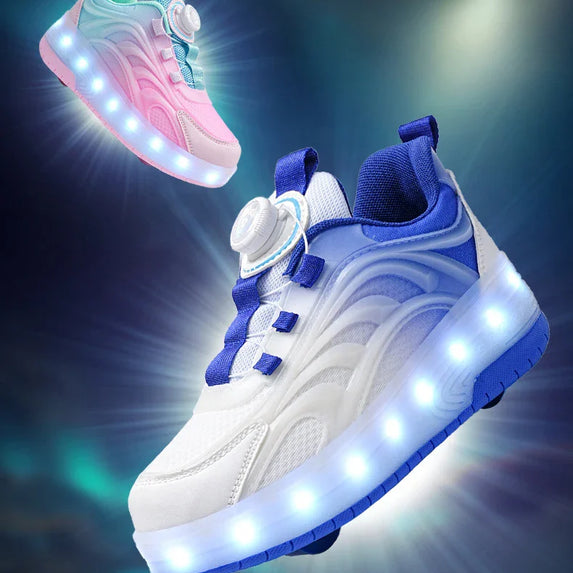 Two Wheels Children's Led Light Roller Skate Shoes For Kids Boys Girls Glowing Sports Luminous Sneakers Skateboard USB Charging
