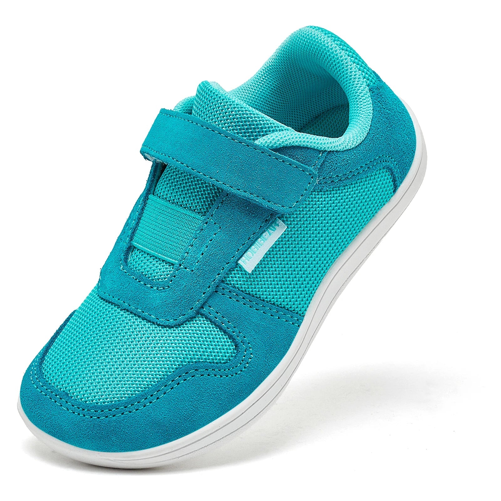 HOBIBEAR Kids Wide Toe Barefoot Shoes Little/Big/Kid Hook Loop Minimalist Sneakers Artificial Leather Mesh Lightweight Shoes