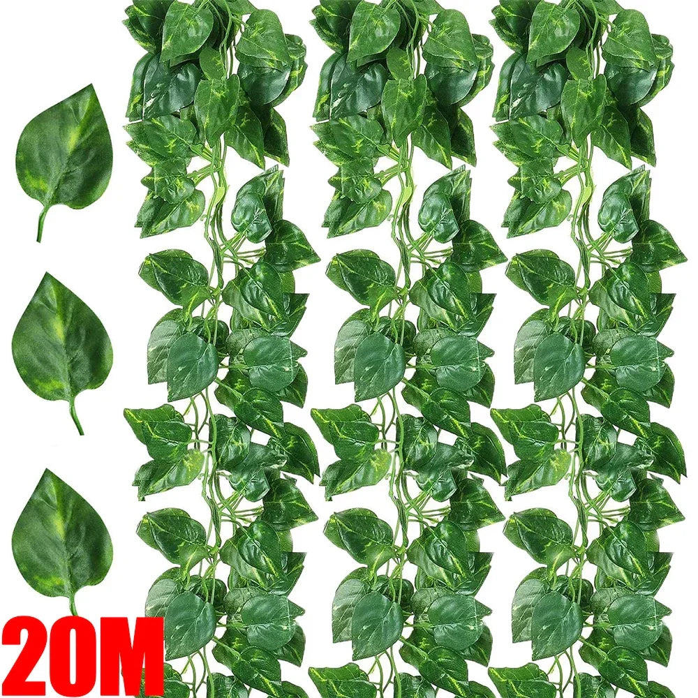 10/2M Artificial Plant Green Ivy Leaf Garland Hanging Vines Outdoor Greenery Wall Decor DIY Fake Wreath Leaves Home Party Decor