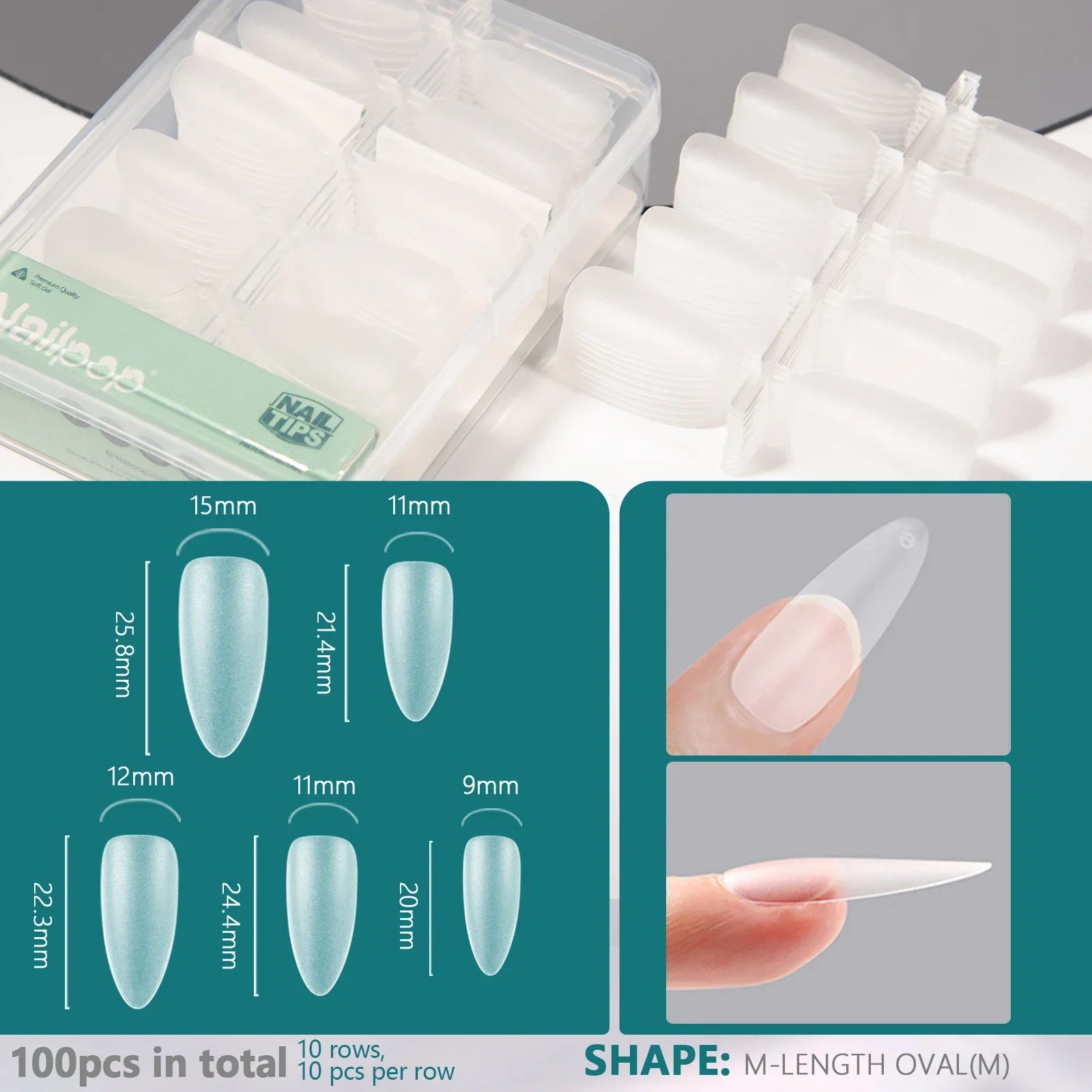 Nailpop Soft Gel Tips for Nails Extension System Ultra Matt Short Coffin Fake Nail Capsule for Handmade Press on Nails 100pcs