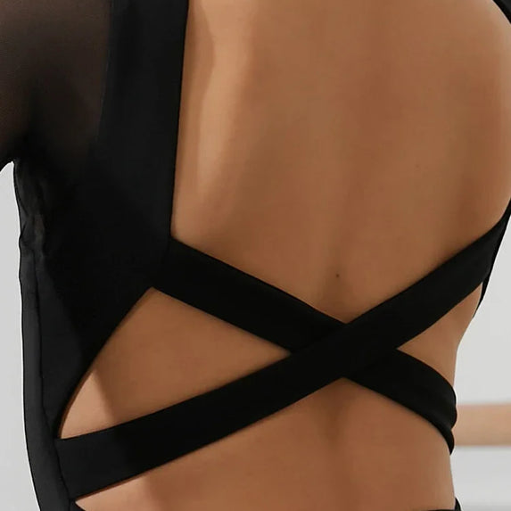 Black Latin Dance Clothing Jumpsuit Girls Long Sleeves Leotard Latin Tops Ballroom Dance Performance Wear Cha Cha Bodysuit Child