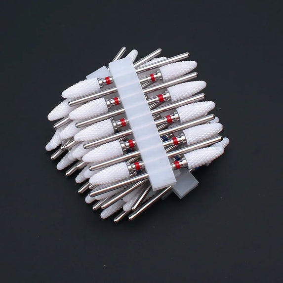 10pcs Ceramic Nail Drill Bits Set Milling Cutter for Manicure Drills Electric Nail Files Cuticle Remove Nail File Art Tools