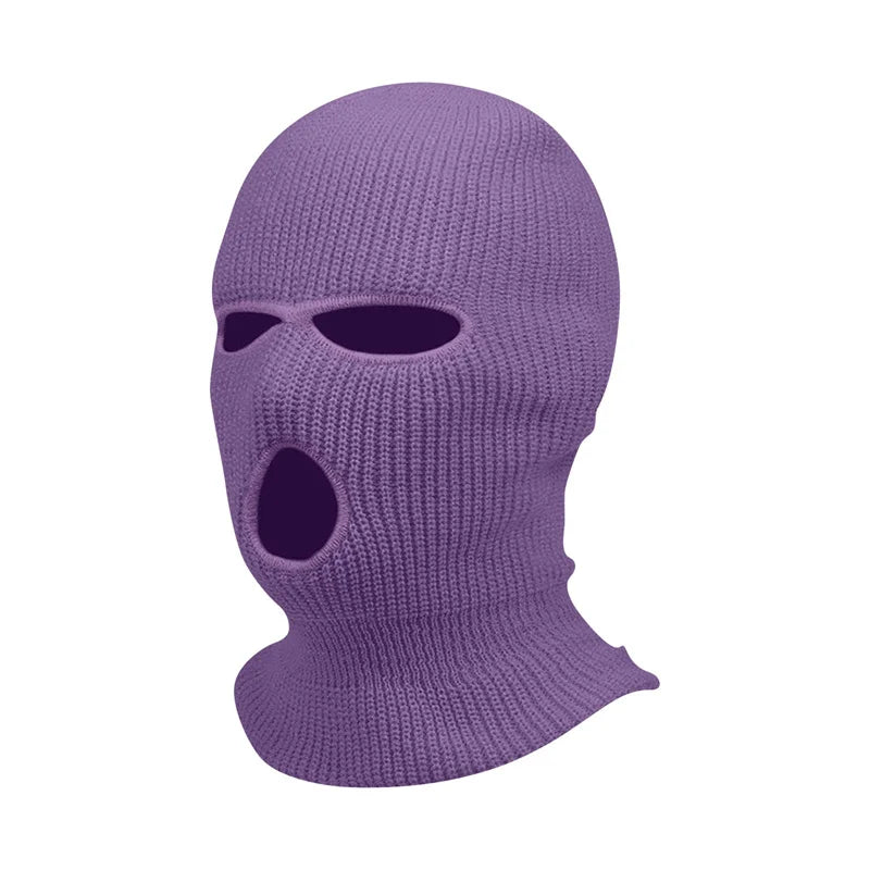 3Holes Winter Warm Unisex Balaclava Mask Hat Embroidery Full Face Mask Knitted Cycling Ski Snowboard Hat Cap Hip Hop Beanie Gift