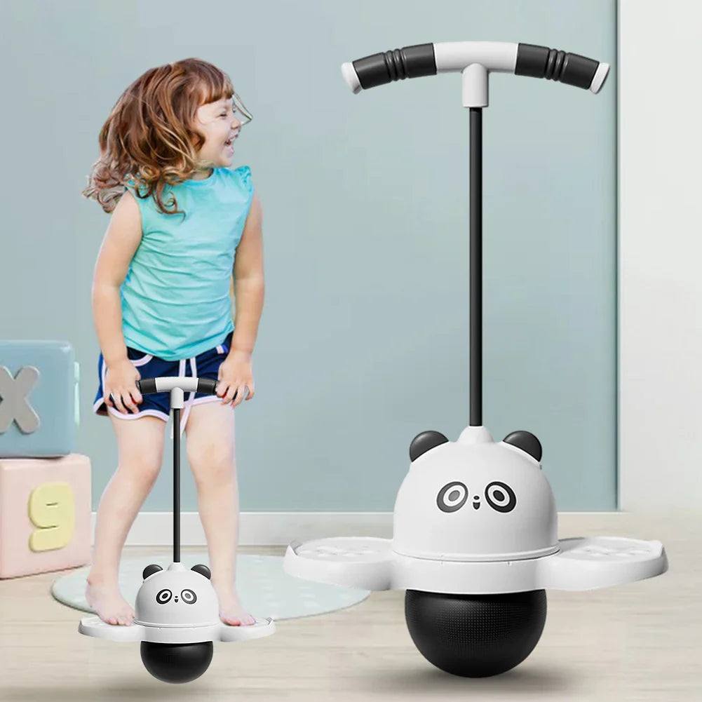 Panda Jumping Ball Exercise Balance Help Grow Tall Fitness Exercise Elastic Ball with Handle Outdoor Fun Bouncing Equipment