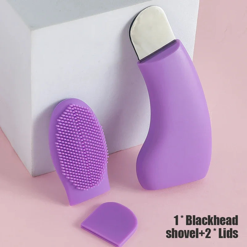2 in 1 Facial Blackhead Removal Tool Silicone Face Scraper for Deep Cleansing Face Spatula Nose Whitehead Remover Skin Care Tool